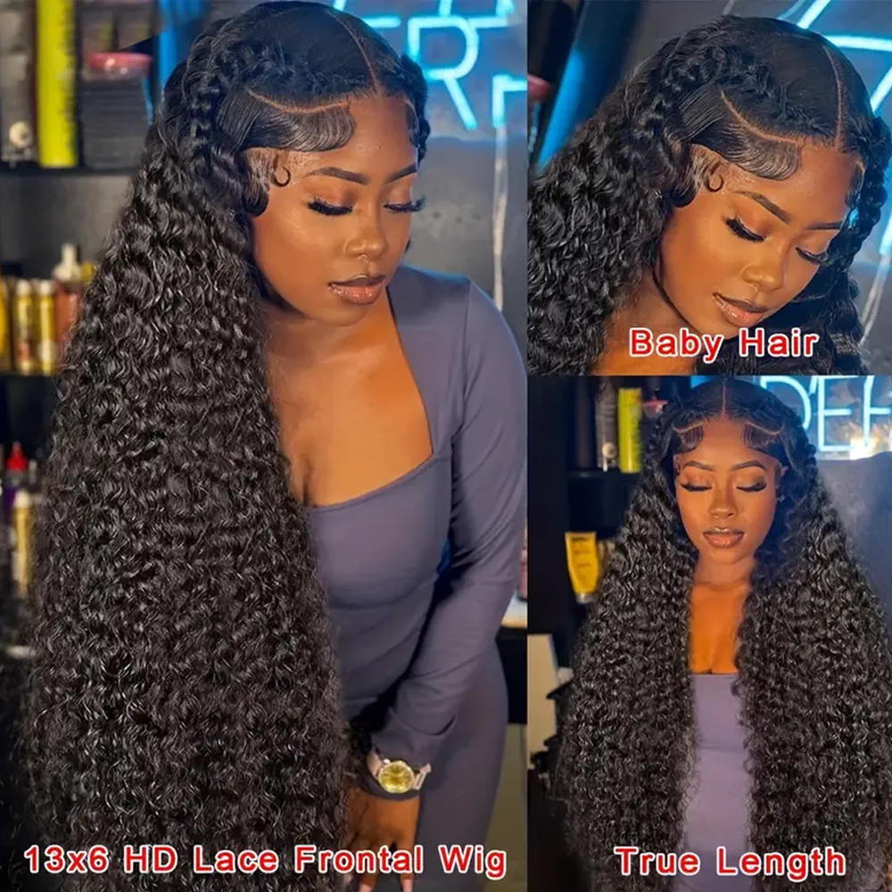 250 Density Water Wave 13x6 HD lace Frontal Wig Deep Wave Lace Front Wig Glueless Wig Human Hair Ready to Wear Lace Closure Wigs