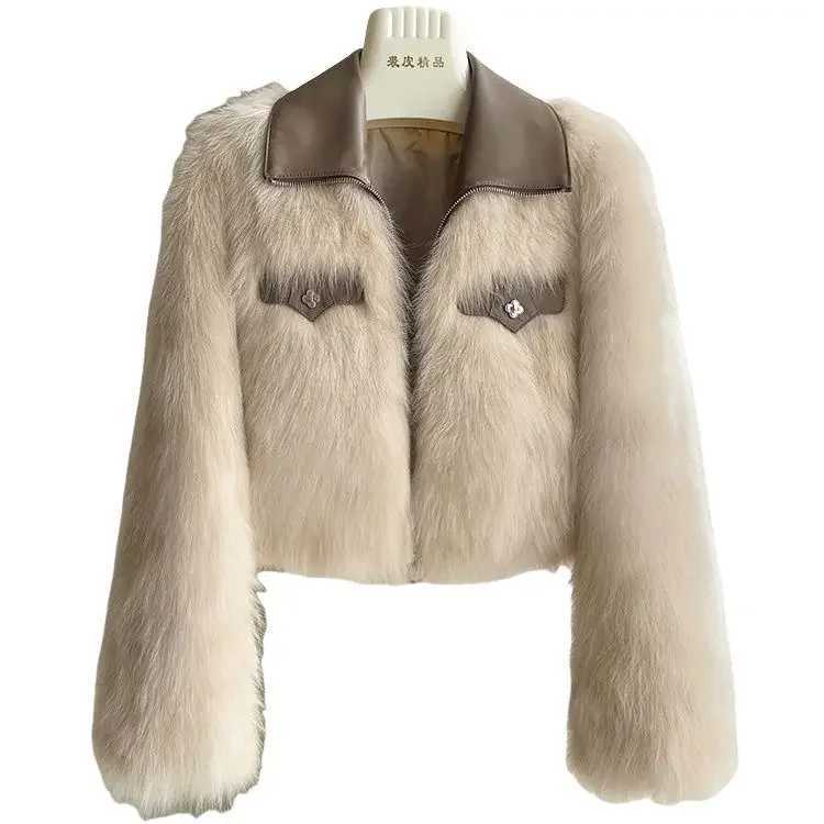 Spring and Autumn Korean Chic Polo Collar Loose Fur Coat Women Clothing Winter Coat Faux Fox Fur Plush Short Jackets Women Tops J251124