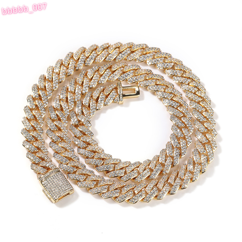 Fashion Jewelry Pendant Necklace 10mm Zircon Strip Cuban Chain Necklace Hip Hop Necklace
