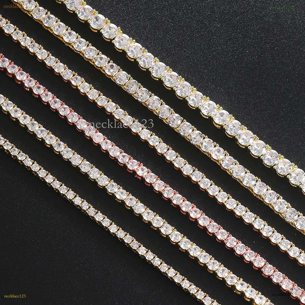 Real sterg sier Hip Hop Moissanite Jewelry Iced Out VVS1 D Color Mossanite Dia Necklace 4mm Tennis Gold chain for Women Men