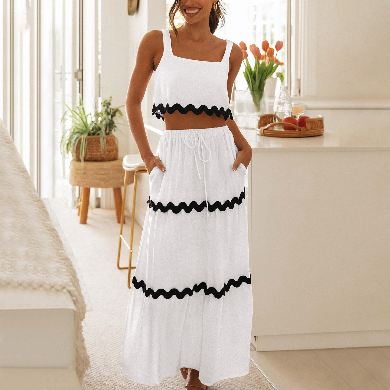 2024 Spring/Summer New Sleeveless Dress Set