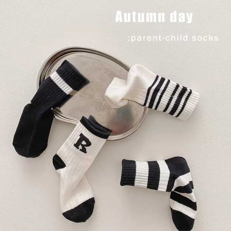 4Pairs Letter Striped Thick Warm Cotton Kids Half Socks Cute Cozy Sports Soft Breathable Brushed Childrens Sock For Boys Girls G251124