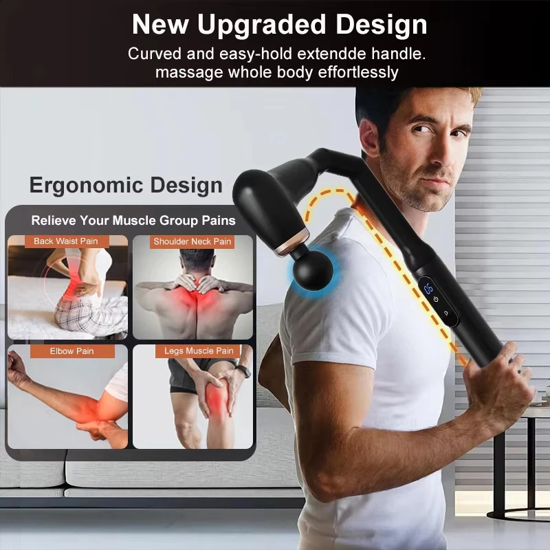 Portable Deep Tissue Massage Gun with U-Shaped Handle for Neck Back Shoulder Leg Pain Relief Home Gym Travel Use 250424
