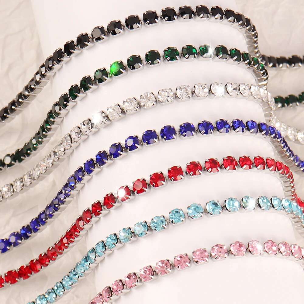 316L 4mm Stainless Steel Necklace For Women Mens Hip Hop Tennis Chain Necklaces Color Crystal Zircon Choker Necklace Jewelry