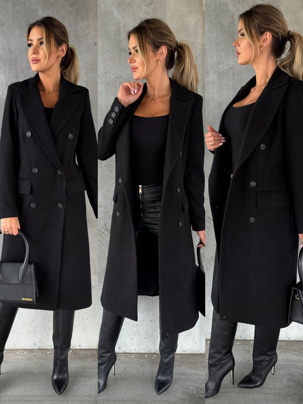 20222022 Autumn and winter fashion simple long sleeve double row button woolen coat women