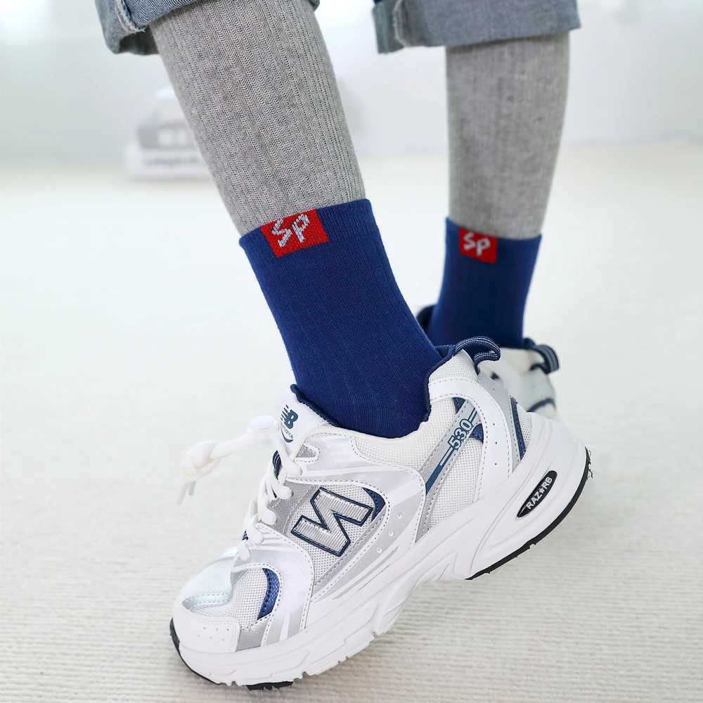 5 Pairs Autumn Winter Warm Children Socks Pure Cotton Patchwork Color Boys Girls Sports Socks Student Outdoor Basketball Socks G251124