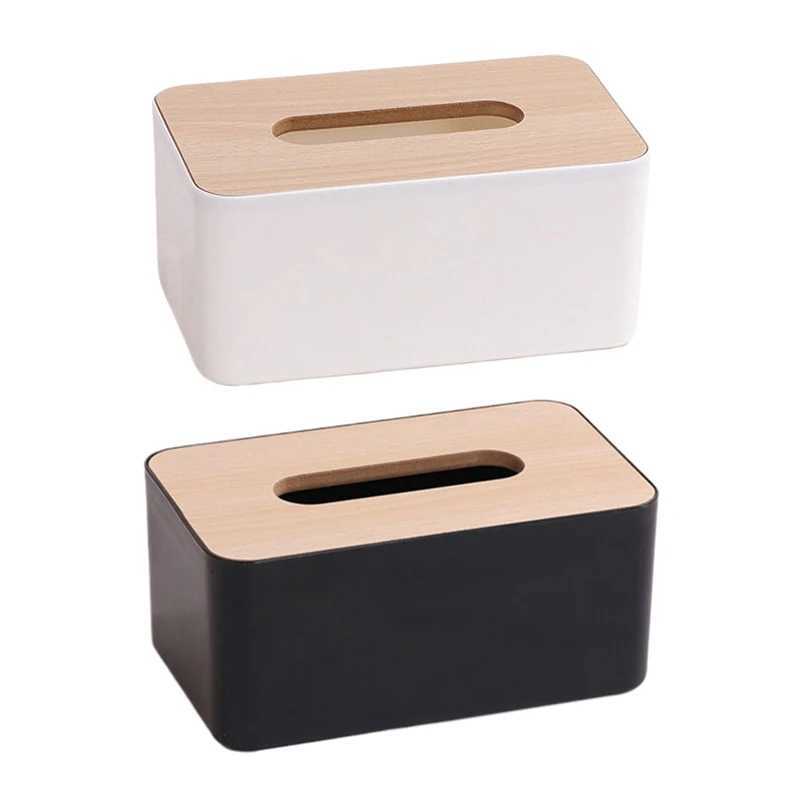 1Pc Luxurious Bamboo Rectangular Tissue Box Cover - Waterproof Elegant Holder For Disposable Paper Facial TissuesM251124