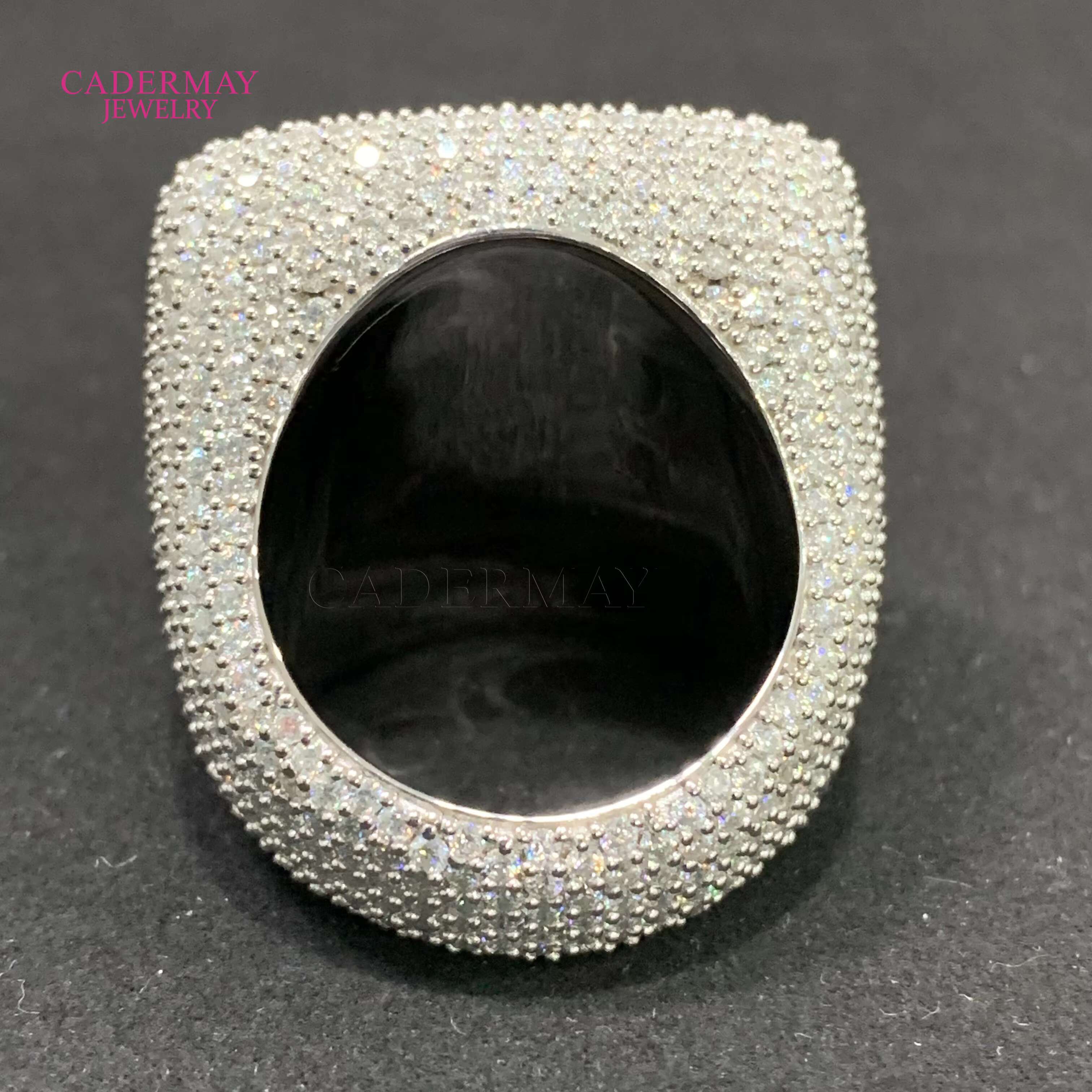 Cadermay Hiphop Men Fine Jewelry Iced Out 925 Sterling Silver Square Vvs Baguette Moissanite Diamond Ring With Gra Certificate