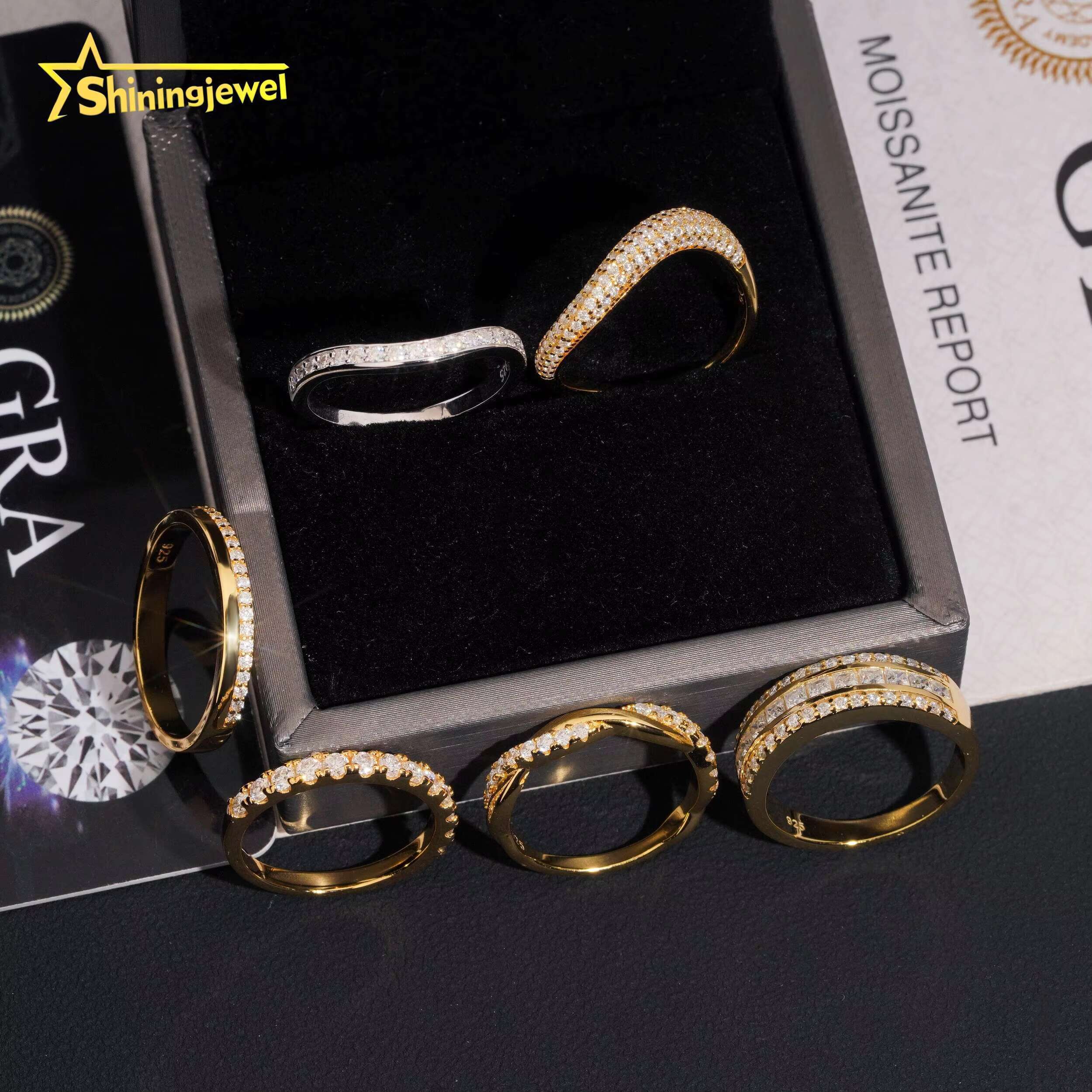 Wholesale Gold Plated Wedding Ring Moissanite VVS Pass Diamond Test 925 Sliver Engagement Rings for Women