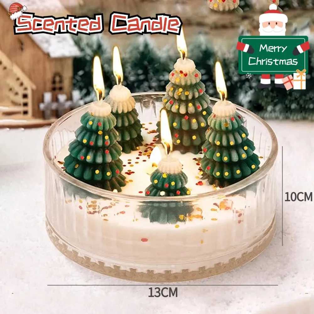 1/2/3PCS Creative Christmas Tree Aromatherapy Candle Cedar Forest Wax Scented Candles Home New Year Party Gifts Xmas Decoration L251124RFL0