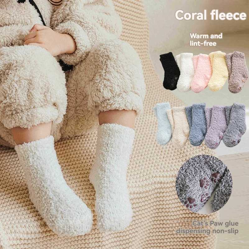 Thickened Thermal Socks Childrenn Winter Warm Home Soft Thickened Plus Velvet Sleeping Anti Slip Floor Slipper Sock Christmas Gi G251124
