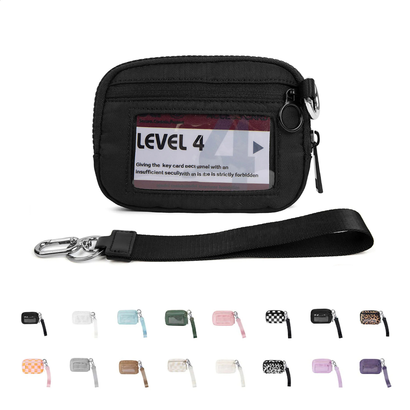 Womens Keychain Wallet The Iris Wallet Zip Waterproof Nylon Card Wallet Pouch Wristlet Zip Card Case with Clear ID Window R250424