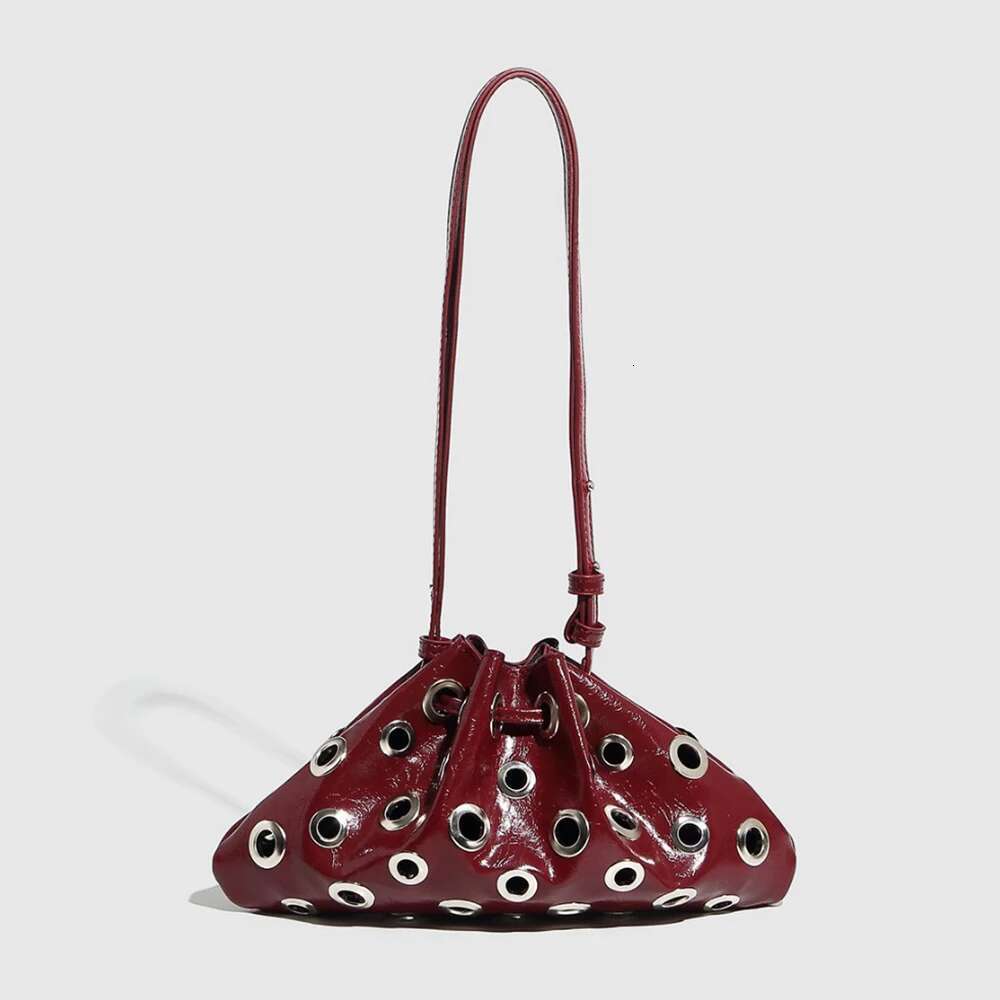 Designer Bag Hollow Rivet Shoulder Bag Designer Women Drawstring Bucket Bags High Quality Handbags Mini Purses Chic