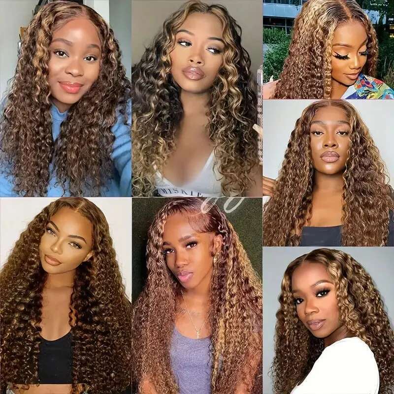 Highlight Water Wave Weaves Brazilian 100% Human Hair Wet And Wavy Double Weft Deep Curly Bundles