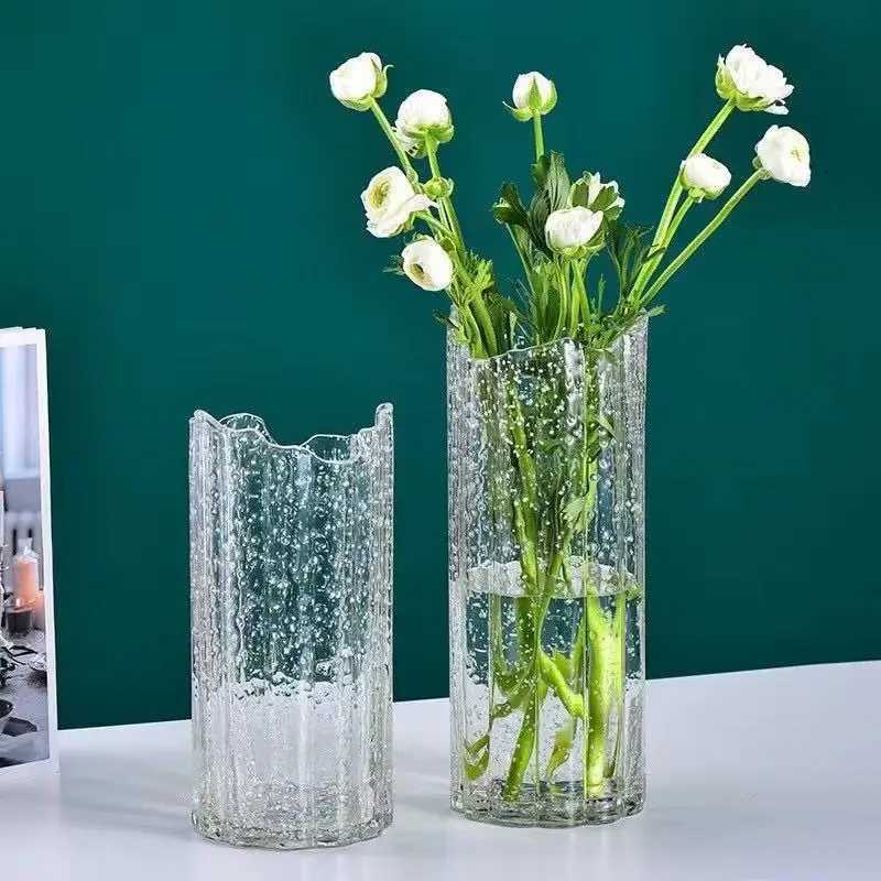 Luminous Light Luxury Starry Sky Glass Vase Water Cultivation Ornament with Dried Flowers Simple Fashion Fluorescent Vase Premiu C251124