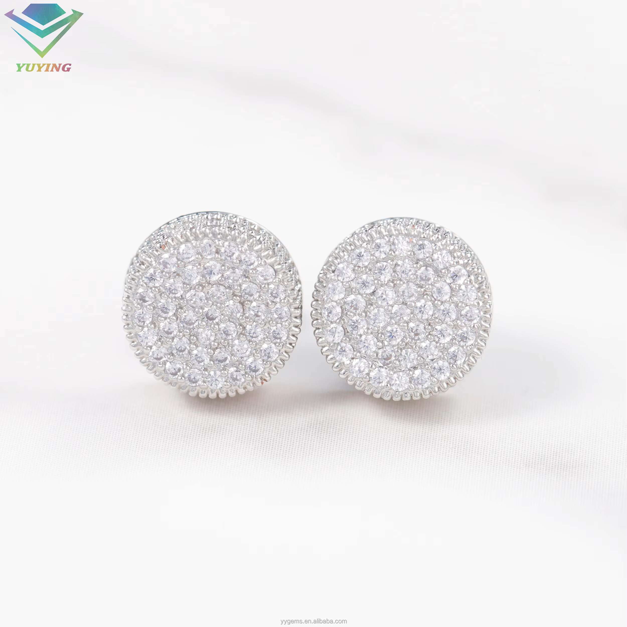 Yu Ying Gems Fashion Stud Earrings Micro Setting Vvs Moissanite square Earrings for Womens Jewelry Fine Stud Earrings