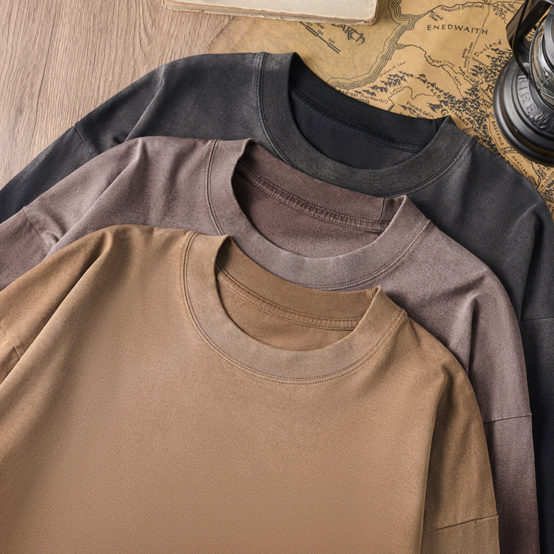 Men's Threaded Long Sleeved Pure Cotton Men's T-Shirt Trend Gradient Color Loose Autumn Round Neck Top Base Shirt luanyun