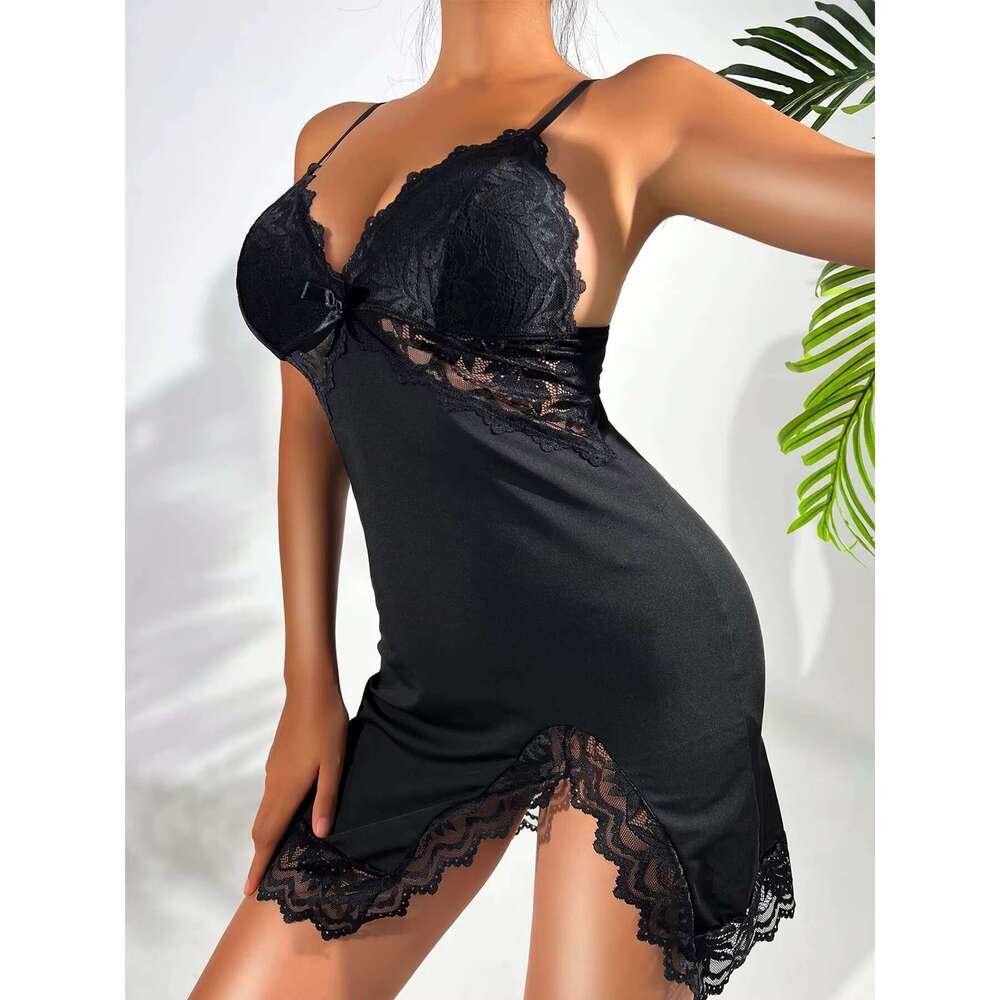 High Quality Lingerie Lace With Baby Strap Modal V-Neck Full Side Split Pama