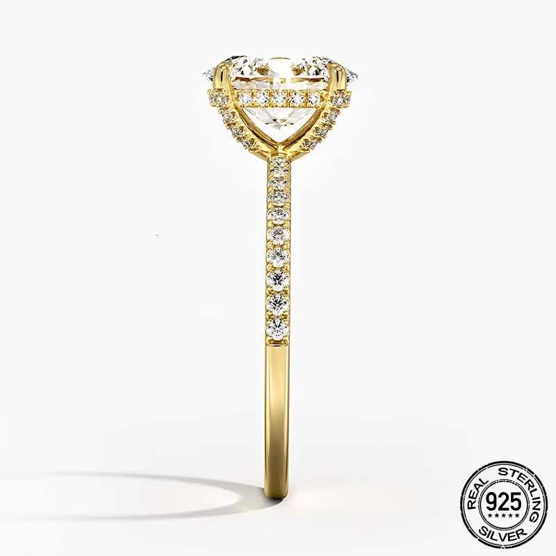 PYQ 3ct Gold Plated Rose Gold Plated Jewelry 3ct Moissanite Classic Silver Iced Out Oval Diamond Ring Women Moissanite Ring