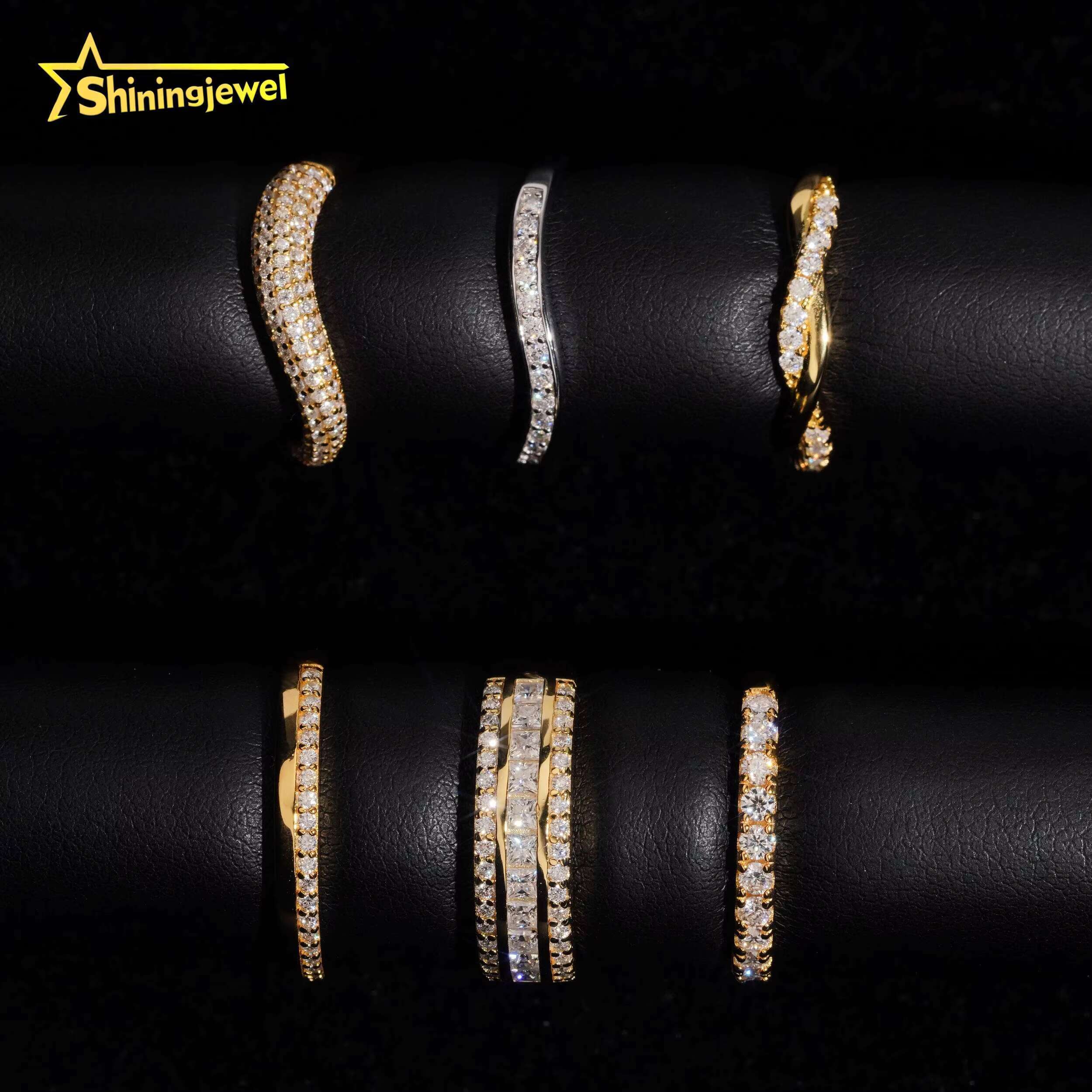 Wholesale Gold Plated Wedding Ring Moissanite VVS Pass Diamond Test 925 Sliver Engagement Rings for Women