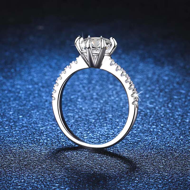 PYQ Womens Light Luxury S925 Sterling Silver Wedding Ring 1ct 2ct D Color Moissanite Rhodium Plated 2-in-1 Elegant Design