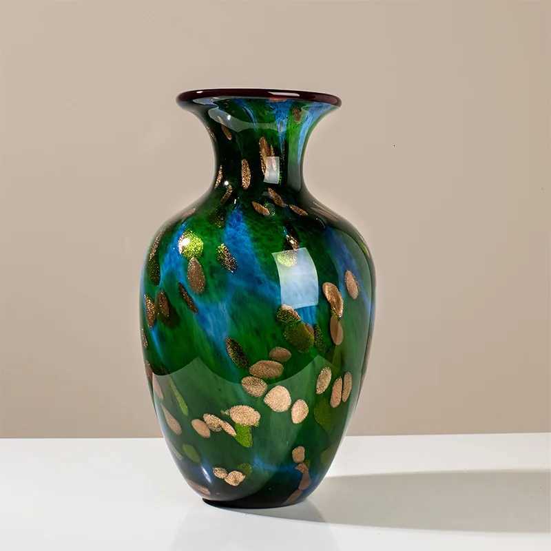 Green gilt glazed vase creative light luxury modern living room entrance corner few TV cabinets decorative C251124