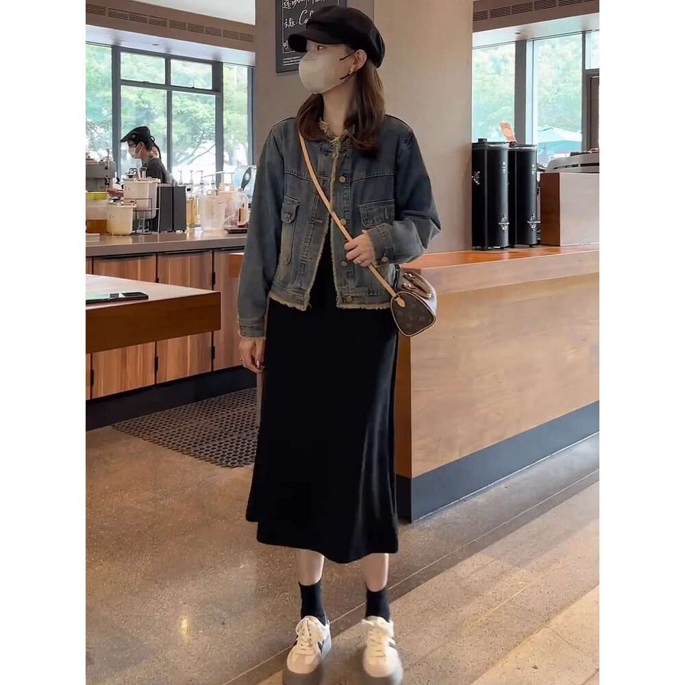 Designer Clothes Women's New Spring And Fall Denim Round Neck Burlap Vintage Washed Do Old Loose Thin Meilad Top Coat Jacket Casual
