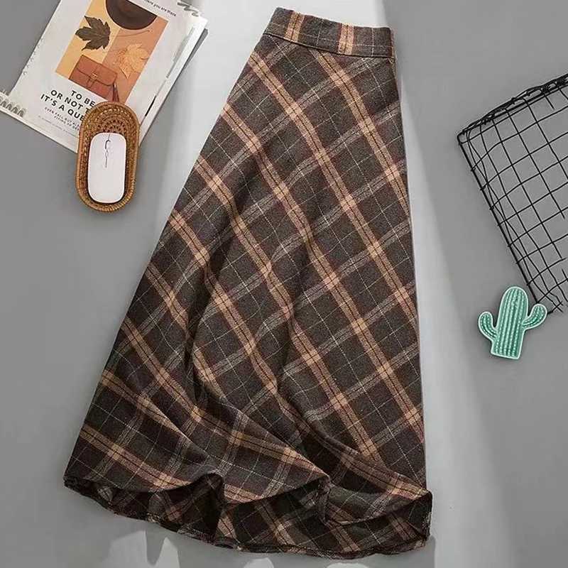 Rimocy autumn winter wool leather pants for women Korean style thick waist long leather pants for women pleated checkered leather pants M250424