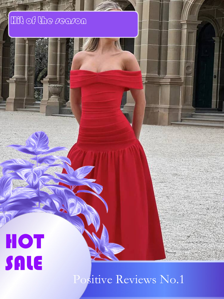 Dongdumaoyi Townlike Elegant Pleated A Line Dress Women Off Shoulder Maxi Long Summer Backless Nightclub Sexy Party Dresses