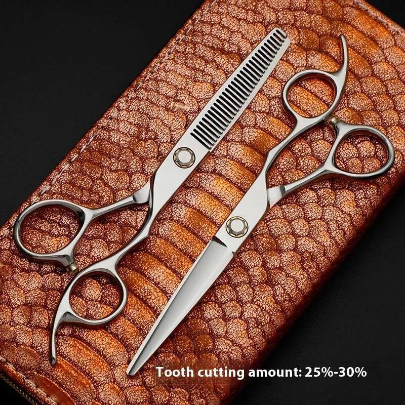 6.0Inch Japan 440C Bearing Hairdressing Salon Hair Stylist Straight Thinning Shear Hair-cutting Scissors Set