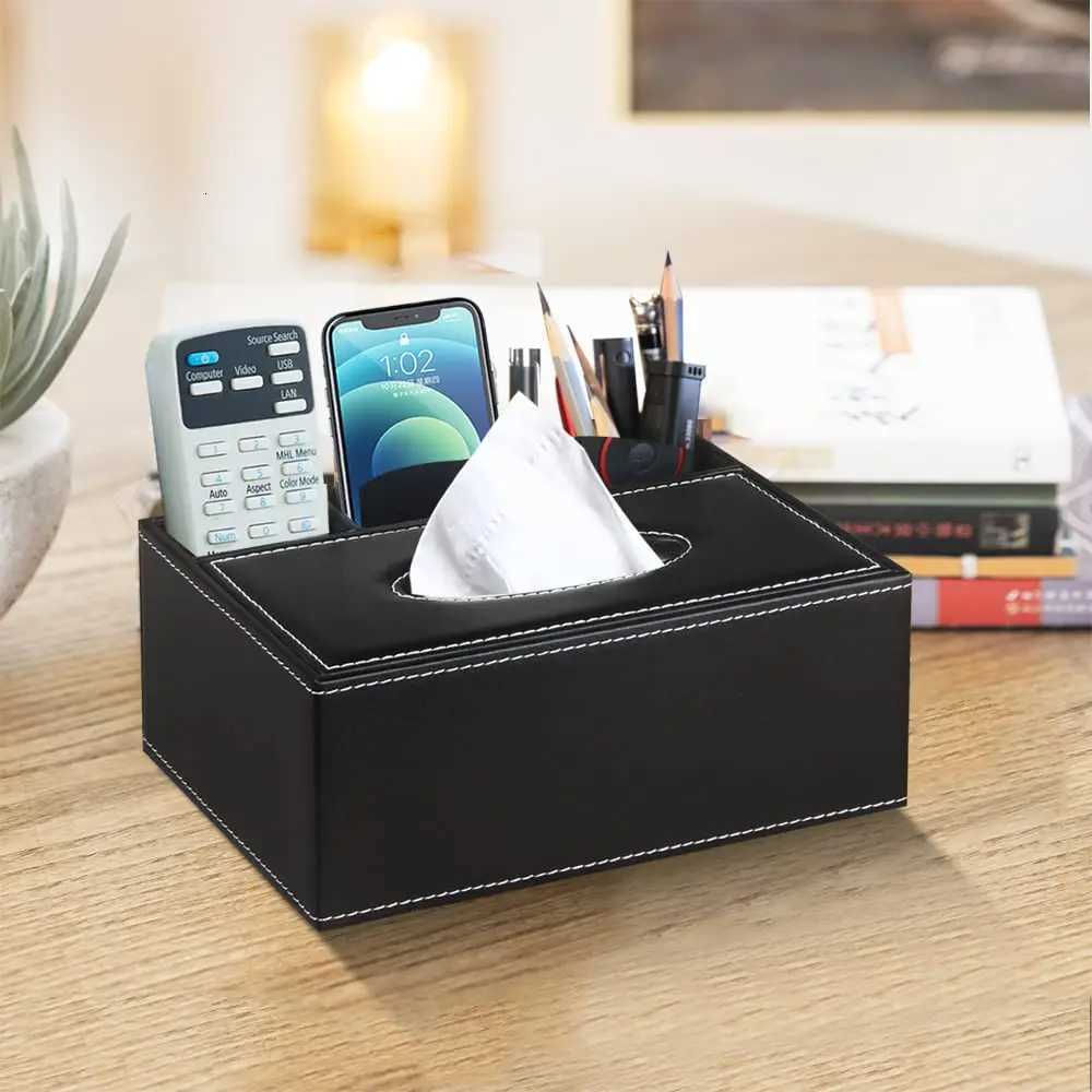 Multifunctional Tissue Box with Stationery Remote Control Box Decorative Tissue Pen Remote Organizer for Home/Office/RestaurantM251124