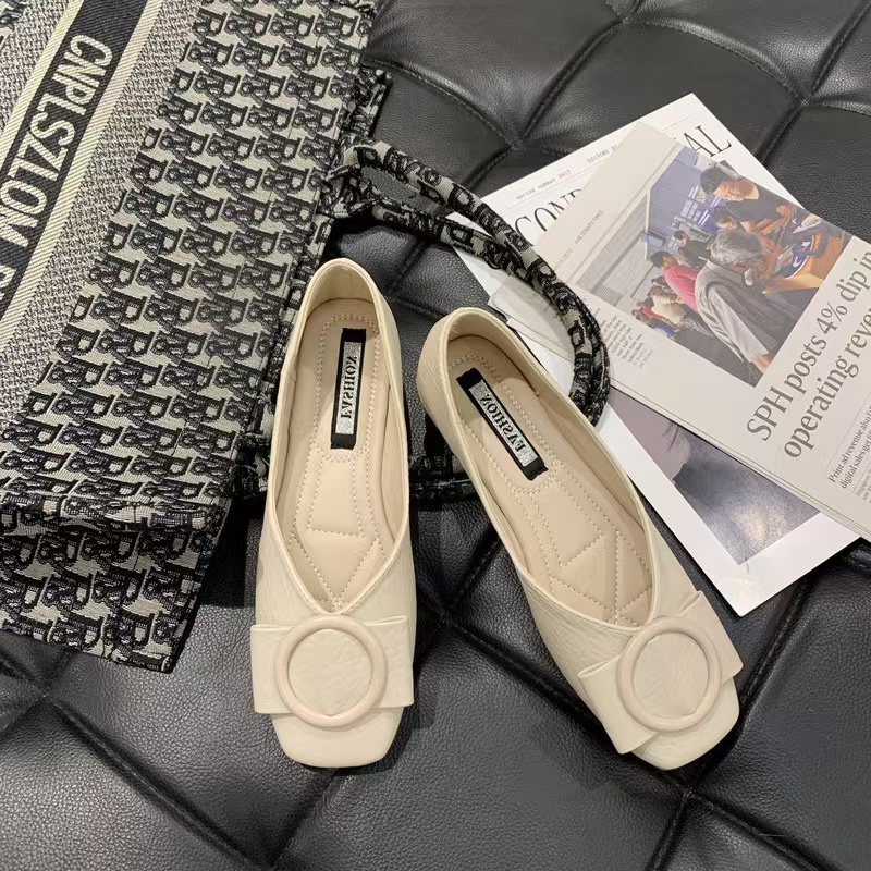 Brand f830c Heels High Chunky Women Metalic Buckle Pumps Bowtie Ladies Wedges Slip On Mary Jeans Bridesmaid New Wedding Shoes