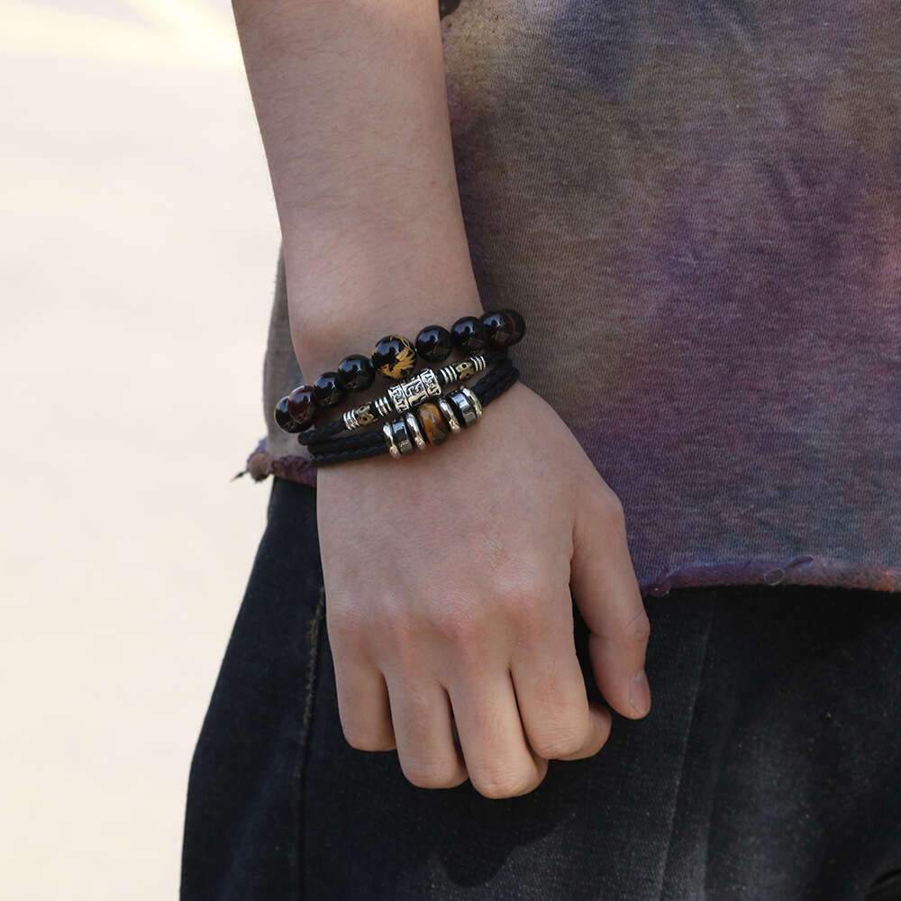 Fashion Lapis lazuli stainless steel buckle, tiger eye stone bracelet, natural stone, hidden sier jewelry