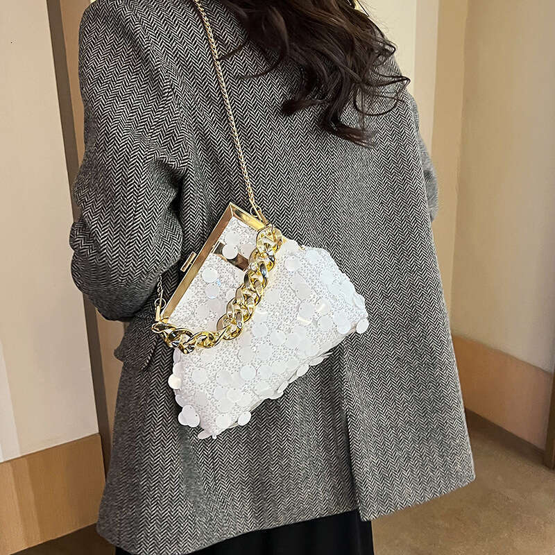 High End Luxury Sequin Chain For Women 2025 New Korean Version Trendy Fashion Women's Single Shoulder Crossbody Dinner Bag