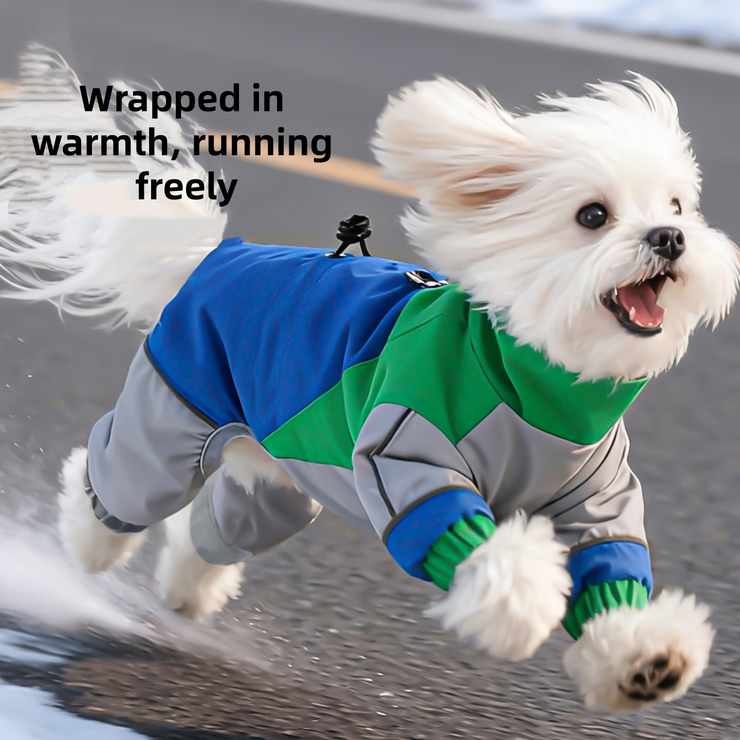 Soft Skin-Friendly Fleece Lined Dog Jumpsuit, Taslan Fabric Windproof Waterproof Dog Coat, Reflective Four-Legged Dog Apparel with Leash Ring, for Sma