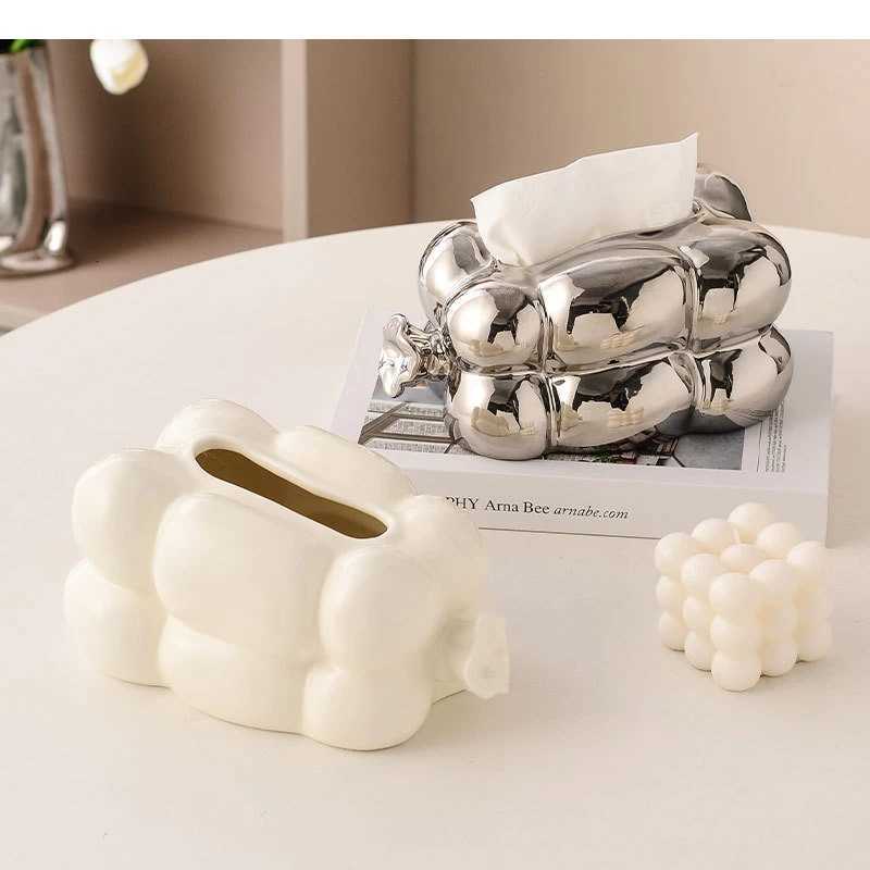 Light Luxury Ceramic Tissue Box Napkin Holder Living Room Desktop Storage Decoration Home Decor ArtM251124