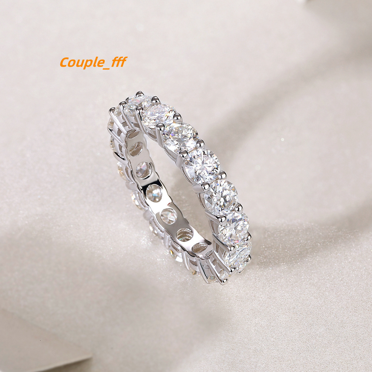 Waterproof Nickle-free 4mm Moissanite Entity Ring for Engagement Women 925 Sterling Silver Trendy Moissanite Ring Fine Jewelry