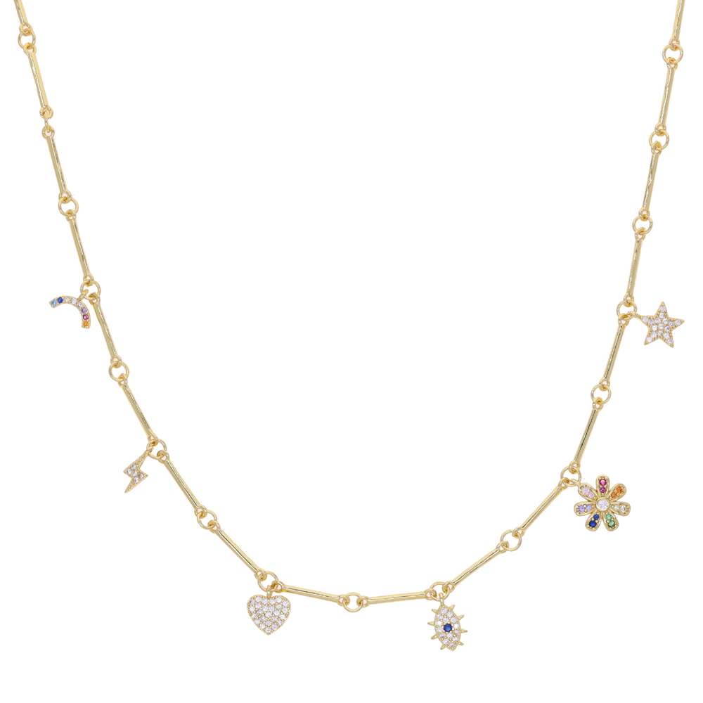 2025 New Fashion Star Heart Flower Pendant Geometry Choker Necklace For Women Girl Sweet Cute Collarbone Chain Jewelry