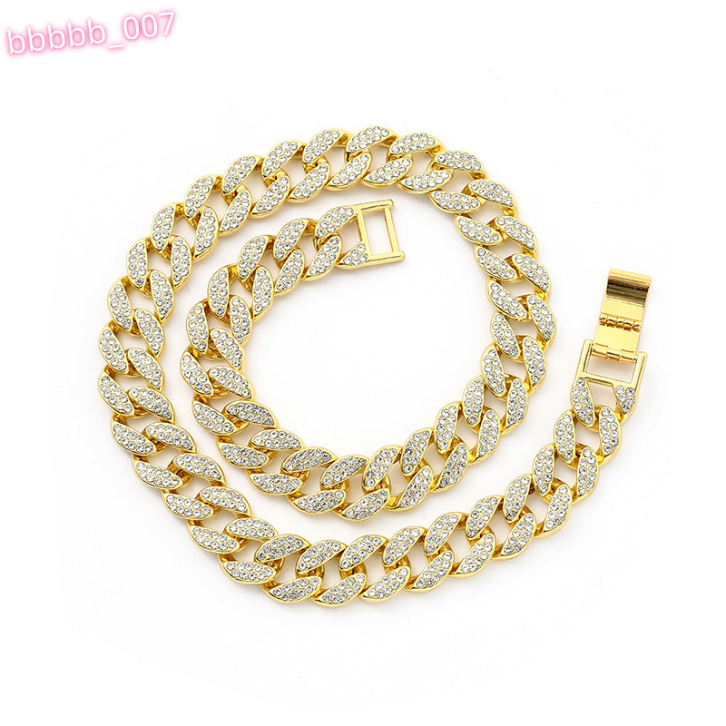 Hot Selling High-quality Fashionable Stainless Steel With Full Diamond 15mm Cuban Chain and Hip-hop Style in Europe and America