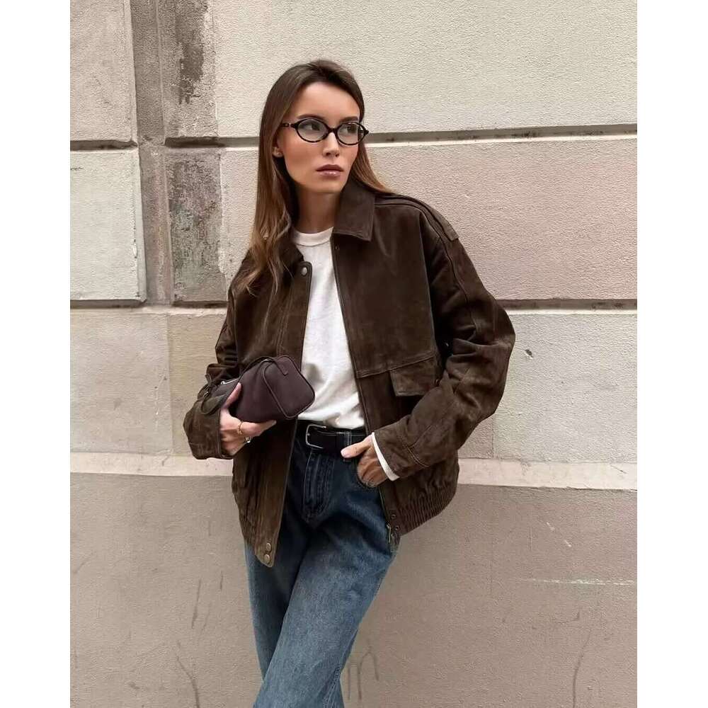 Designer Clothes European And American Style 2025 New Suede Texture Loose Casual Fashion Versatile Jacket