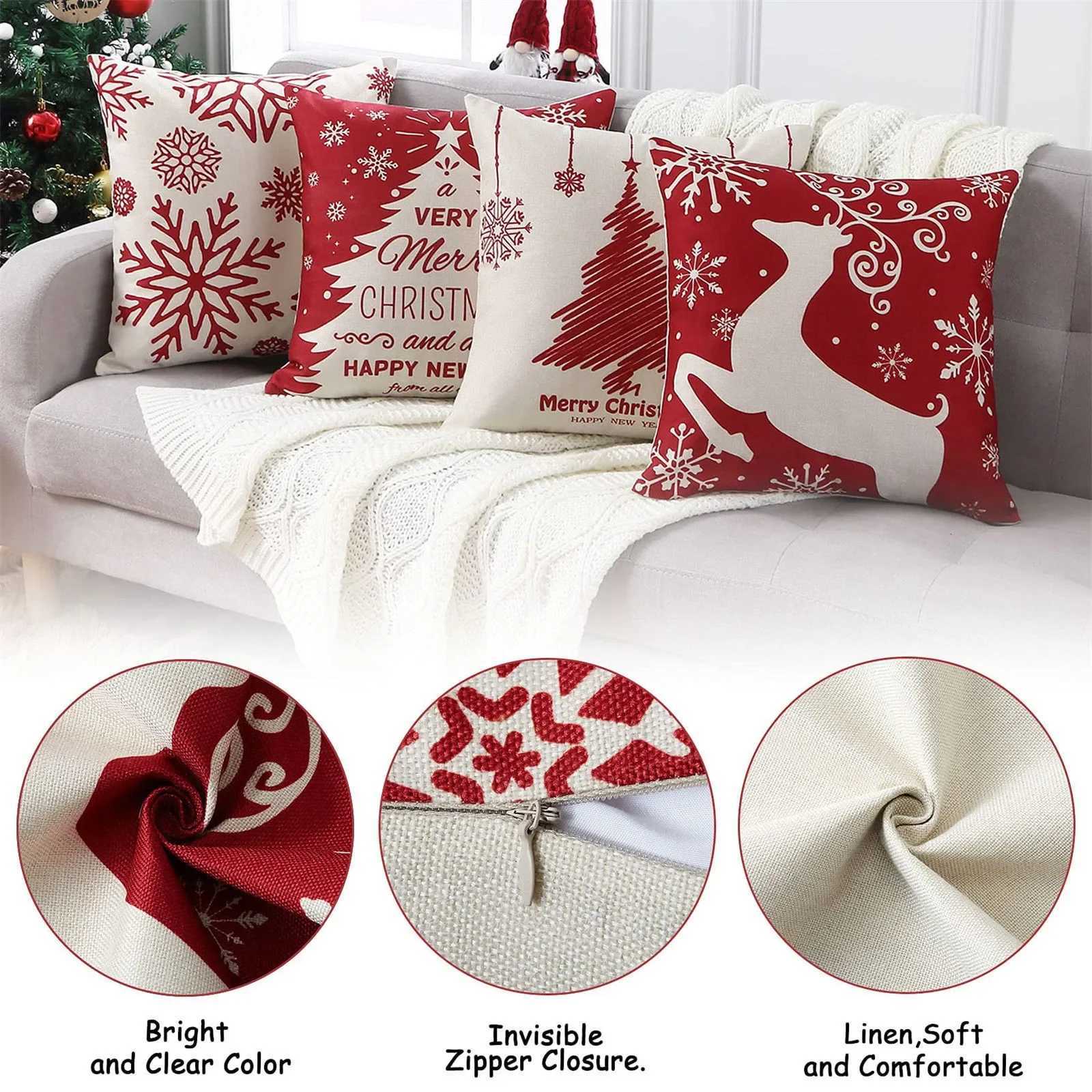 Christmas Pillow Covers Christmas Decorations Throw Pillow Covers Set Of 4 Throw Pillow Cases With Holiday Decor G251124