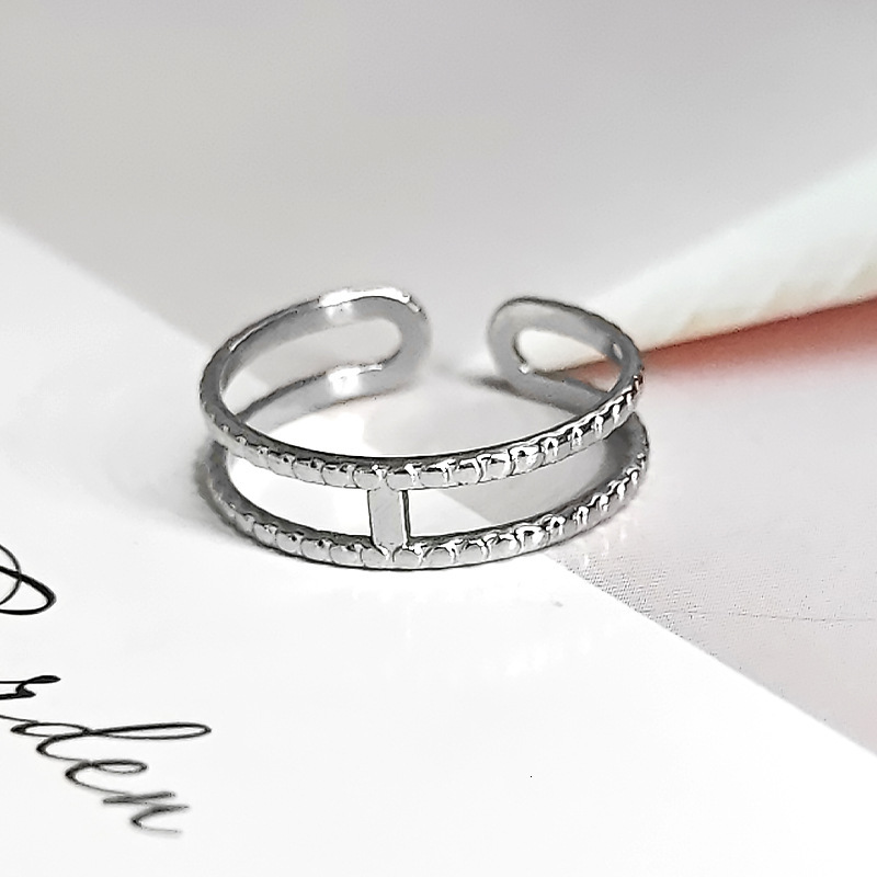 Top source titanium women's non fading open tail ring, stainless steel simple and cool style ring