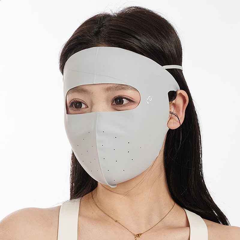 Sunscreen Mask Traceless Women Facekini Ice Silk Anti-ultraviolet Summer Breathable Thin Cover Whole Face UV Protection Mask 250424