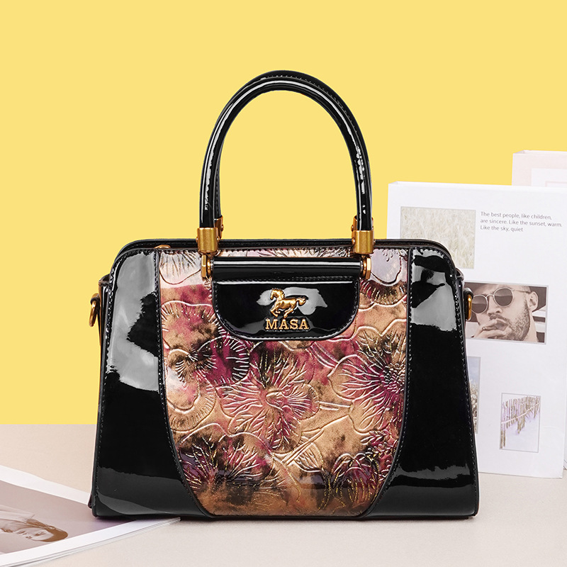 Women's 2024 New Shiny Leather Commuting Versatile Crossbody Niche Single Shoulder Women's Handbag Mother Bag