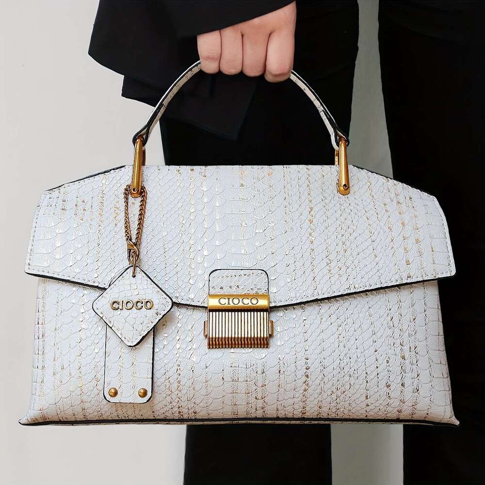 New Retro Blue Snake Pattern Premium Stylish Lightweight Large Capacity Shoulder Handbag For Women