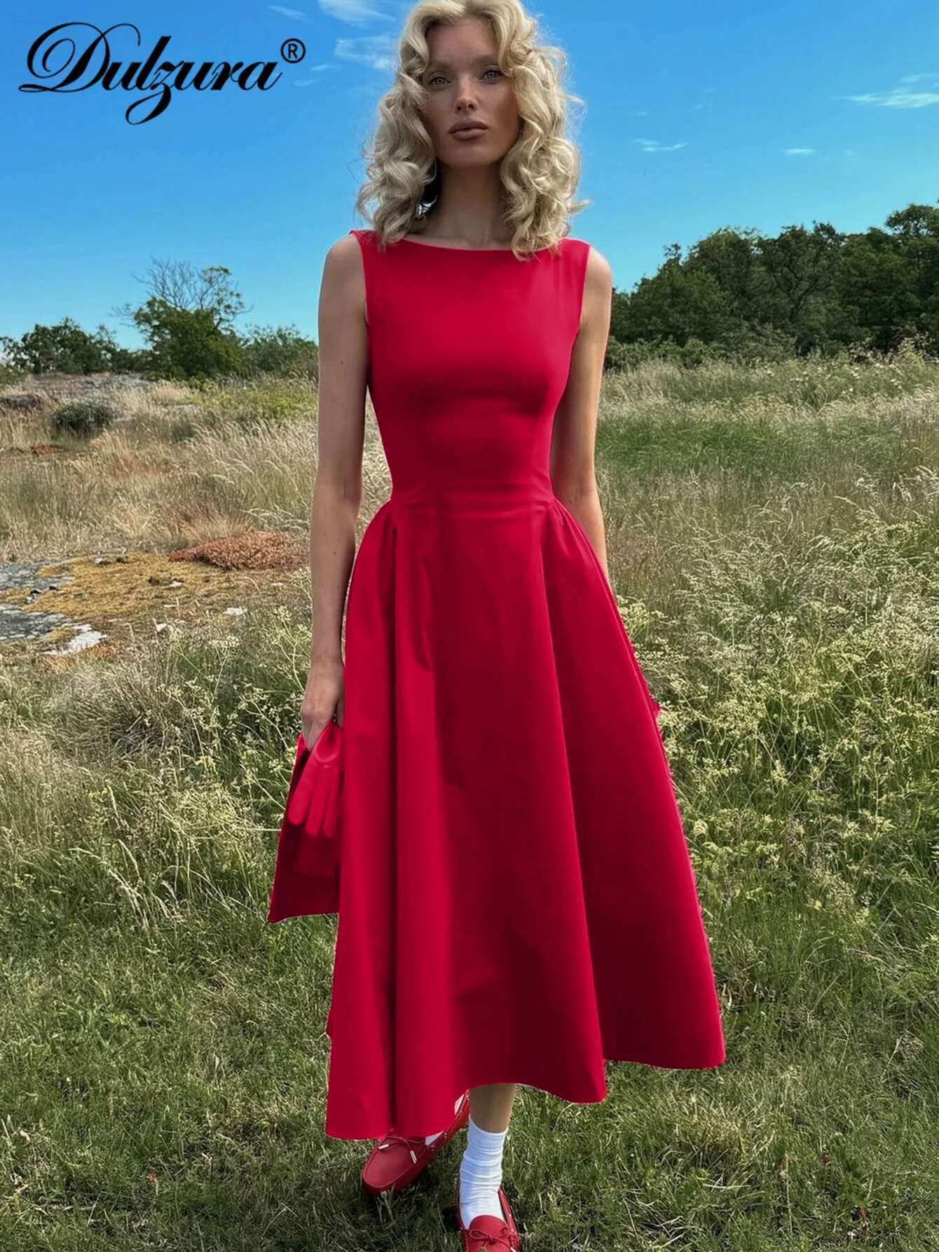 Dulzura Sexy Elegant Midi Dress Backless Solid Ruched Women Dresses Lady Evening Party Birthday Club Summer Y2k Clothes