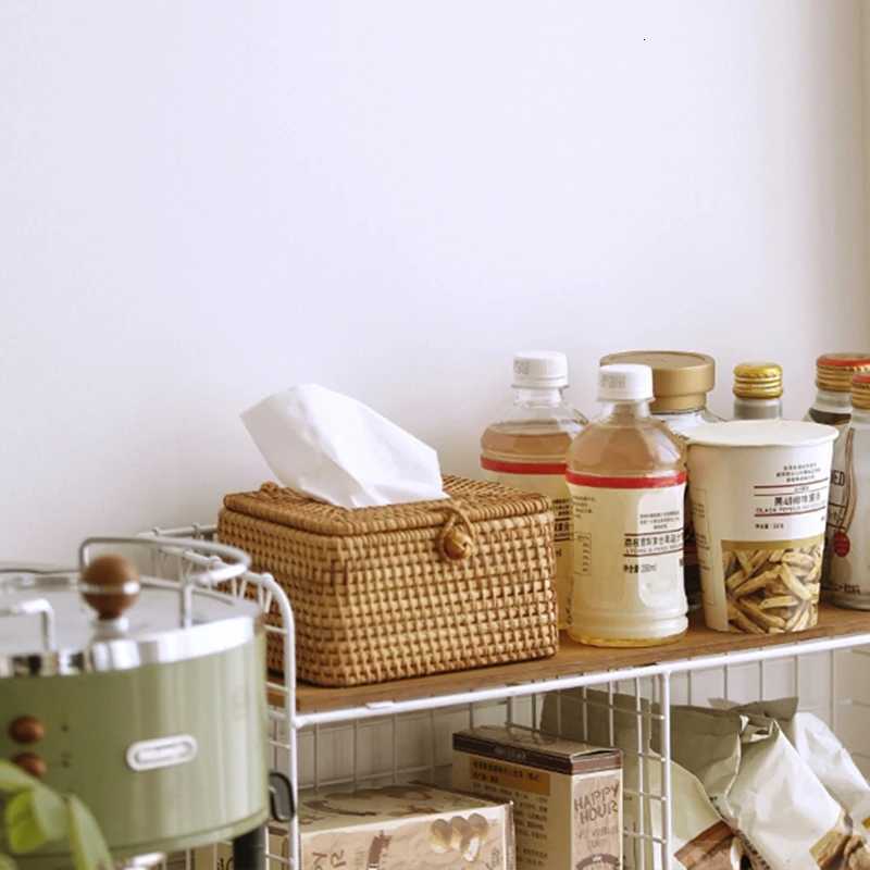 Rattan Tissue Box Desktop Toilet Paper Handkerchief Case Simple Napkin Holder Hand Woven Car Tissue Paper Dispenser Home DecorM251124