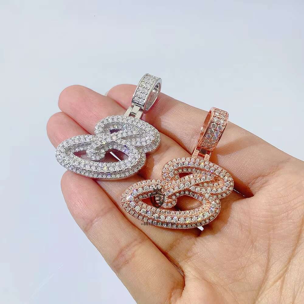 New Design Fashion Jewelry Iced Out a B C D Initial Moissanite Custom Pendant Letter Hip Hop Diamond Pendant