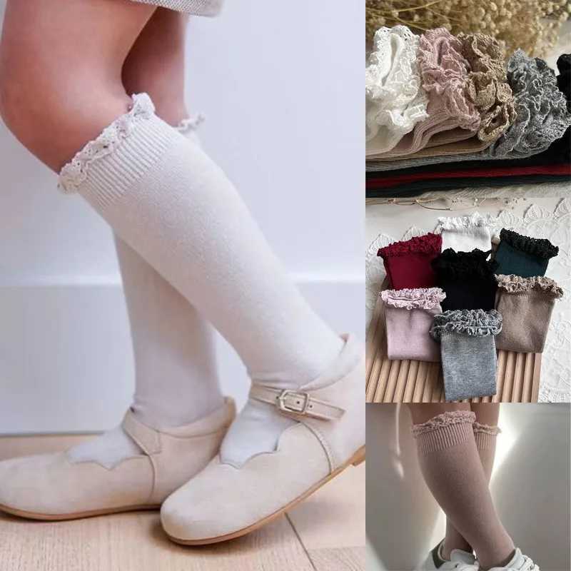 Winter Autumn Baby Girls Ruffle Socks Knee High Lace Long Sock Kids Soft Cotton Toddlers Children Princess Socks For 0-5 Years G251124