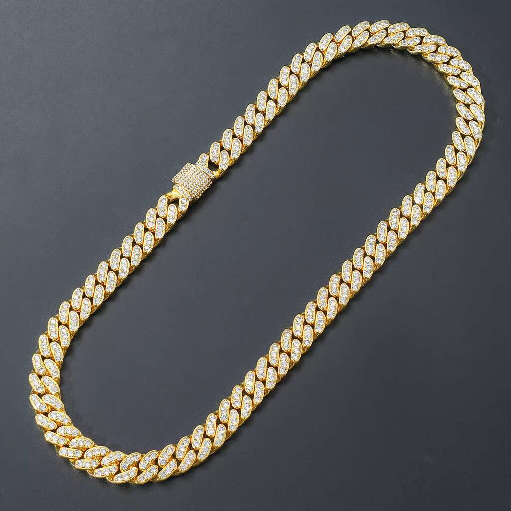 Custom 13mm Micro Paved Zircon Diamond Miami Hip Hop Iced Out Men Gold Plated Rapper Jewelry Cuban Chain Necklace